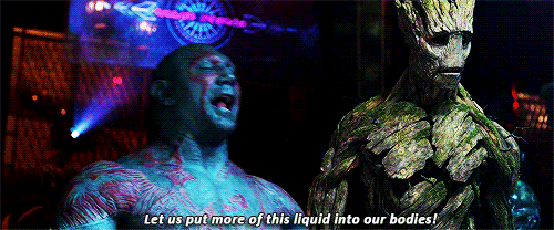Guardians Drax drunk